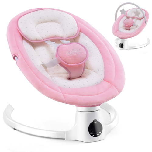 HARPPA Baby Swing for Girl with Remote Control, 5 Sway Speed, 10 Lullabies, Pink