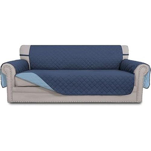 Easy-Going Reversible Couch Cover, 4 Seater Sofa, Dark Blue/Light Blue