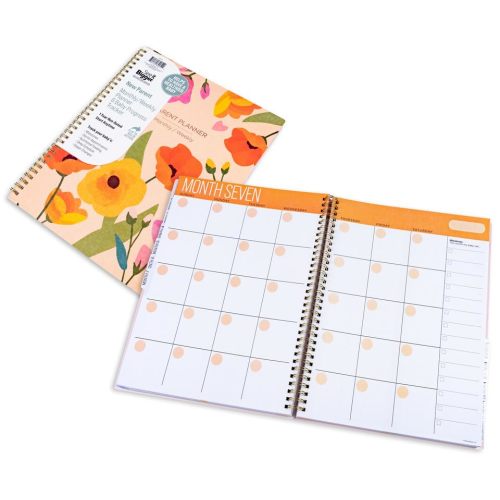 See It Bigger Undated New Parent Planner -12-Month Monthly/Weekly Baby Tracker - 9.25" x 11.25" - Florial Design - Large Print, Dual Spiral Bound Organizer for Feedings, Diapers, Naps, Milestones & More