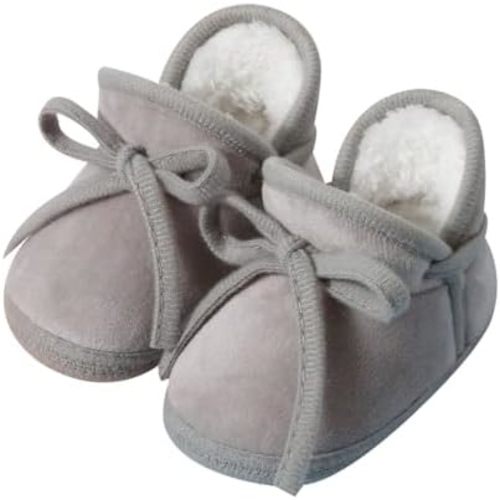 Baby Booties Newborn Fleece First Walking Shoes Non-Slip Sole Slippers Cozy Warm Booties for Infant Toddler Boys Girls