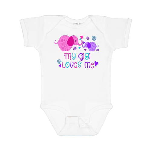 Inktastic My Gigi Loves Me Cute Elephants Boys or Girls Baby Bodysuit
