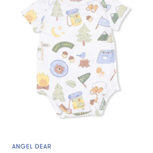 Camping Blue, Short Sleeve Bodysuit - Angel Dear Rompers | Maisonette