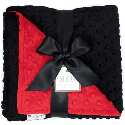 Red & Black Minky Dot Baby Blanket, Unisex/Gender Neutral, 1327