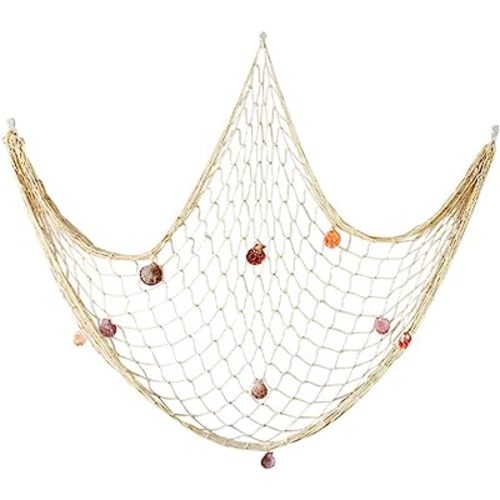 Natural Fishing Net Decor with Shells 79 Inch Beach Theme Decor for Party Home Bedroom Wall Hanging Fish Net Decorations