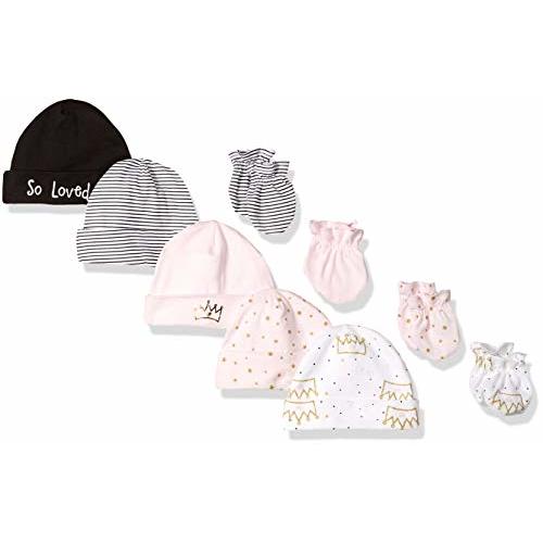 Gerber Baby Girls' 9-Piece Cap and Mitten Bundle
