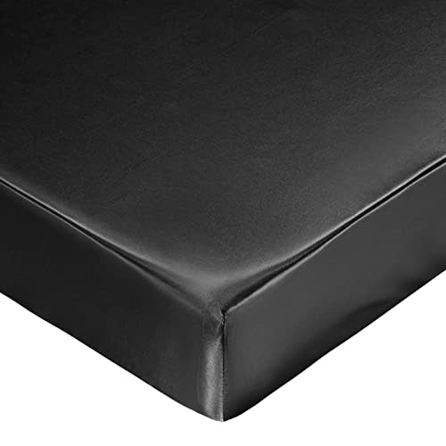 SiinvdaBZX Satin Mini Crib Sheets 38 x 24In, Black | Silk-Like Soft Mini Portable Crib Sheets Mattress Cover Portable Playard Sheets with 5In Deep Pocket, Great for Baby Hair
