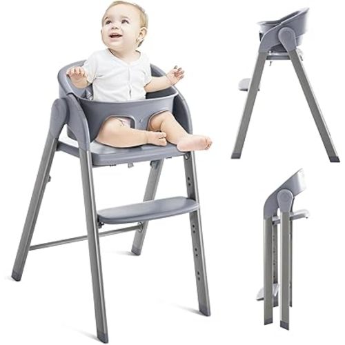 Convertible High Chairs for Babies & Toddlers. 5-in-1 Adjustable High Chair with Removable Tray, Easy to Clean, Portable.Gray