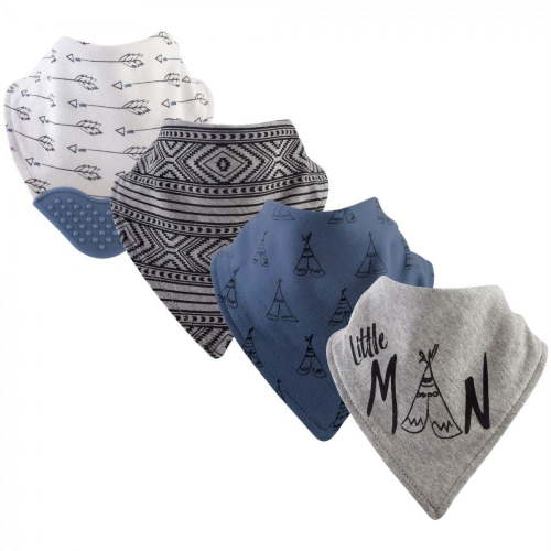Yoga Sprout Baby Boy Cotton Bandana Bibs 4pk, Little Man, One Size