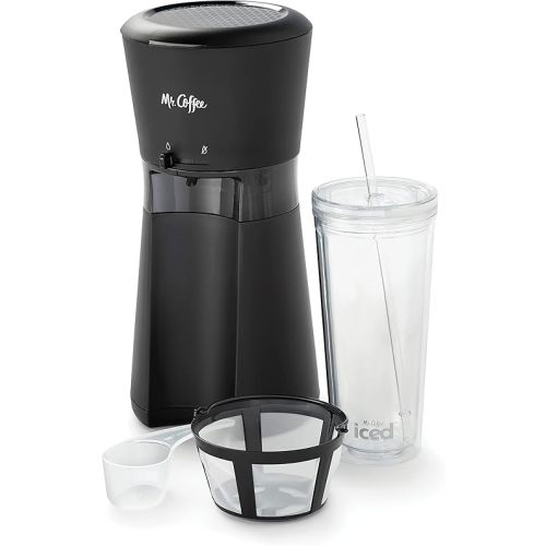 Mr. Coffee Iced Coffee Maker, Single Serve Machine with 22-Ounce Tumbler and Reusable Coffee Filter, Black