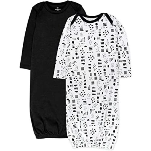 HonestBaby 2-Pack Sleeper Gowns Layette Sets 100% Organic Cotton for Newborn Baby Boys, Girls, Unisex