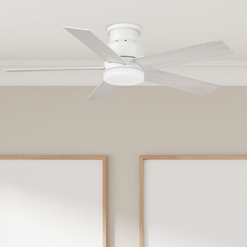 Harbor Breeze Bristle 44-in Integrated LED Flush Mount Matte White with Matte White Blades Ceiling Fan With Light 5 -Blade )