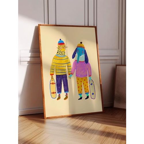 Nationcog Friends Forever Art Print, Kids Wall Art, Gift for Children, Bright Colorful Prints, Nursery Decor, Boys and Girls, Cute Animal (Unframed) (11x14)