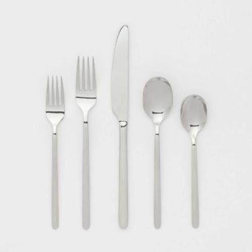 20pc Flatware Set Silver - Room Essentials™: Stainless Steel Silverware Set, Service for 4, Includes Forks, Spoons, Knives