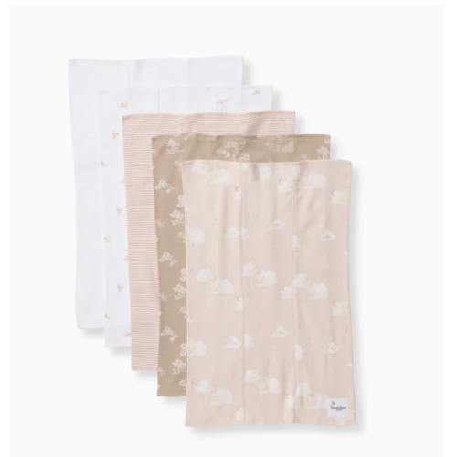 Whimsical Floral Organic Cotton Burp Cloths (5 Pack)