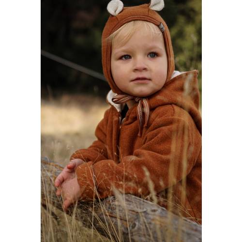Organic Cotton Fleece Baby Bonnet: Teddy Bear Hat