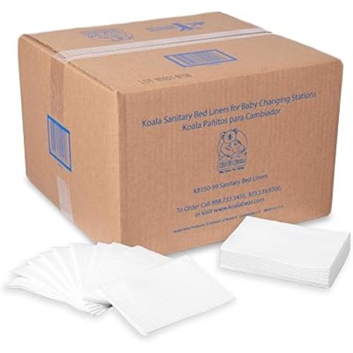 KoalaKare Sanitary Bed Liners for Baby Changing Stations – 3-Ply Biodegradable, Moisture-Resistant Quilted Liners, Eco-Friendly - 500 Liners (Model KB150-99)