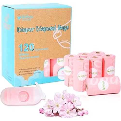 Disposable Diaper Bags for Baby - Cherry Blossom Scented, Disposable Trash Bag with Dispenser - 20 Refill Rolls (300 Pack),Ideal for Diaper Disposal