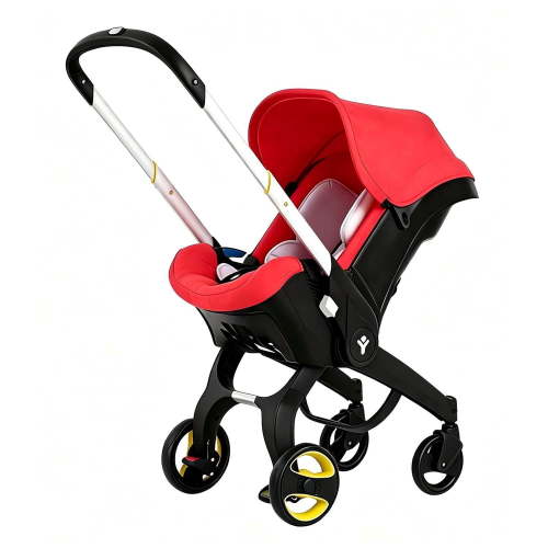 Baby Stroller, Lightweight Foldable Newborn Travel Carrier Stroller, with 3 Modes, Adjustable Handle, 5-Point Safety Harness, Red