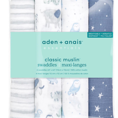 Time To Dream Cotton Muslin Swaddles 4pk | aden + anais