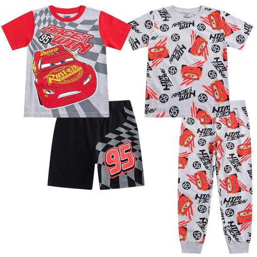 Disney Cars Lightning McQueen Boys Short Sleeve T-Shirts, Pants, and Shorts 4 Piece Set for Toddlers to Big Kids
