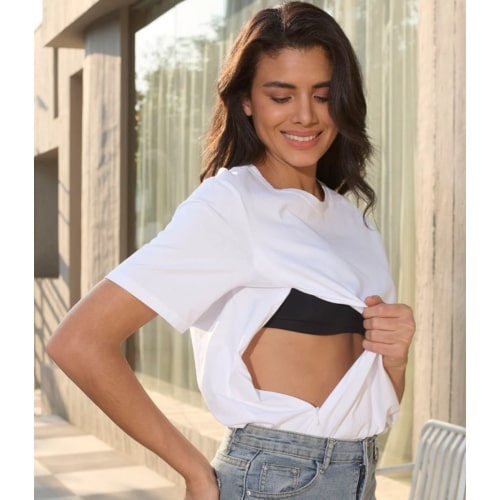 Solid Zipper Nursing T-shirt