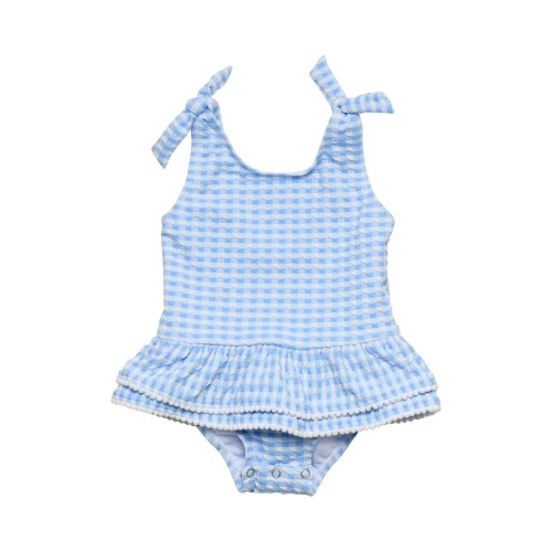 Seaside Gingham Skirted UPF 50+ One-Piece Swimsuit, 3-6M