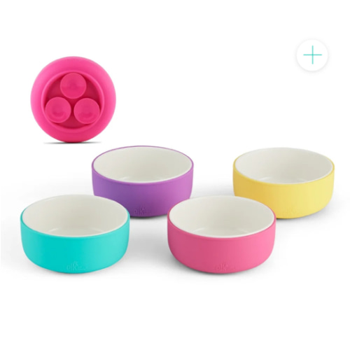 Porcelain Bowl with Silicone Suction Sleeves