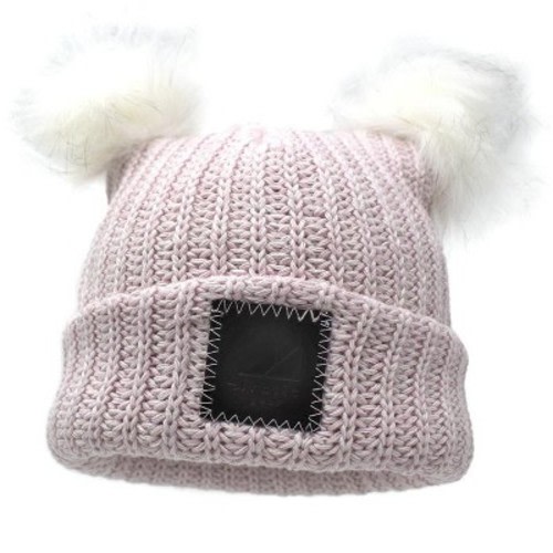 Arctic Gear Infant Cotton Cuff Hat with Double Poms, Color: Pixie pink blend with white poms