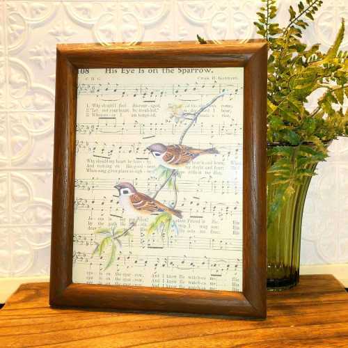 Rustic Framed Sparrow Hymn Wall Art