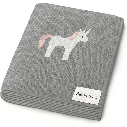 Cotton Baby Swaddle Blanket for Girls and Boys - Buttery Soft Cozy Receiving Swaddle Crib Stroller Blanket for Shower Gift Registry for Newborns, Infants, Toddlers (Unicorn - Grey)