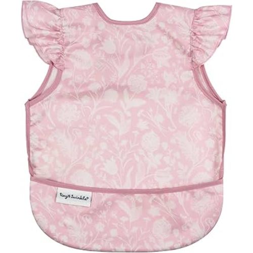 Tiny Twinkle Mess Proof Baby Bib for Girls | Waterproof Toddler Bib for Eating | Baby Apron for Feeding | Machine Washable | Perfect Shower Gift (Toile, 6–24M)