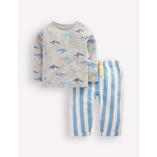 Striped Sweat Play Set-Blue Stripe Whales | Boden USA