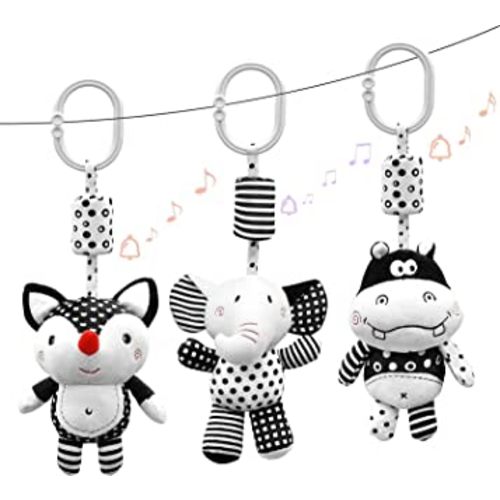 XIXILAND Baby Toys for 0 3 6 9 12 Months Black and White High Contrast Baby Toys, Stroller Toy Car Seat Toy Baby Rattle with Wind Chimes, Newborn Toys Infant Toys Hanging Toys for Babies Boys Girls