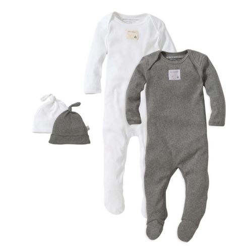 Burt's Bees Baby® Size 3M 2-Pack Footie Pajama with Hat in Grey