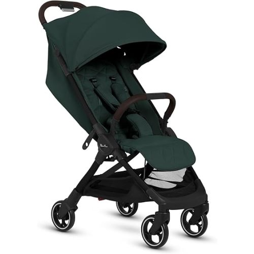 Silver Cross Clic Compact Travel Stroller – (Conifer) – Lightweight Baby Stroller for Airplane Travel – One-Hand Fold, Lie-Flat Infant & Toddler Seat – Birth to 55 lb