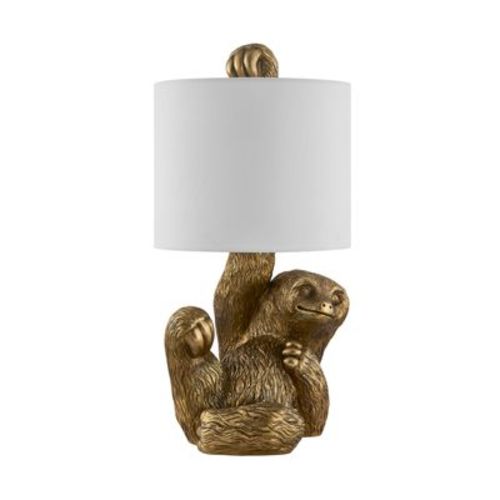 Crestview Collection 22"H Gold Resin Sloth Table Lamp With Shade
