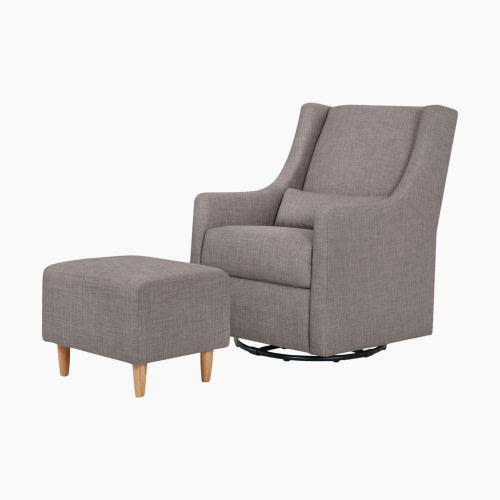 babyletto Toco Swivel Glider and Stationary Ottoman - Grey Tweed