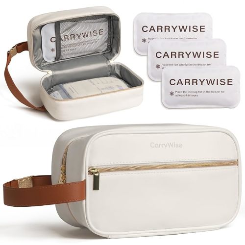 Breast Milk Cooler Travel Bag with 3 Ice Pack, Waterproof Breastmilk Cooler Storage Bag, Portable & Versatile Insulated Cooler Bag with Buckle Handle for Nursing Mom Daycare