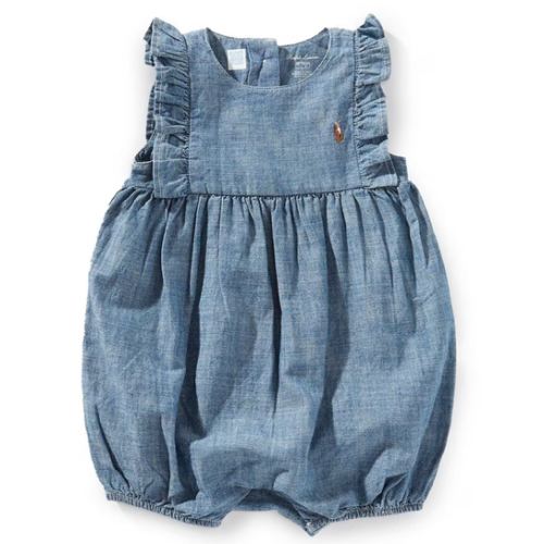 Ralph Lauren Baby Girls Sleeveless Chambray Bubble Romper | Dillard's