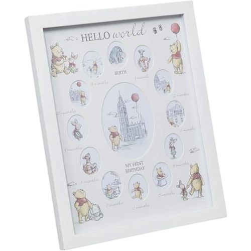 Happy Homewares Winnie The Pooh My First Birthday Multi-Aperture Collage Picture Frame - Officially Licensed