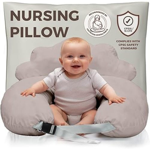 PILLANI Nursing Pillow, Breastfeeding Pillows for Enhanced Safety & Comfort for Mom & Baby, Removable Cotton Cover, Adjustable Waist Strap, Breastfeeding Essentials, Baby Registry Search