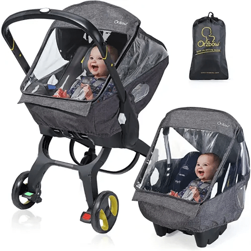 Universal Car Seat Rain Cover, Weather Shield for Infant Car Seat with Storage Bag, Side Ventilation & Handle Opening, Provides Extra Protect Baby During The Covid-19, Baby Travel Accessories, Black