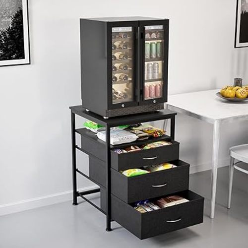 Mini Fridge Stand Heavy Duty Mini Fridge Table with Storage Dorm Fridge Shelf Beverage Refrigerator Table Stand for Home Office Dorm Apartment Kitchen