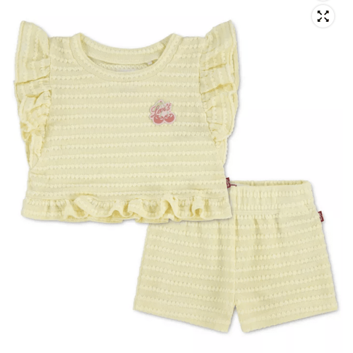 Levi - Baby Girls' Ruffle Top and Shorts, 2-Piece Set