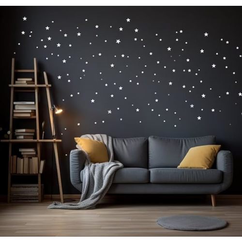 Sparkles and Stars Wall Decals, 500 White Stars Wall Sticker, Sparkle Wall Decal, Space Kids Room Decor, Nursery Wall Art, Celestial Wall Stickers(White)