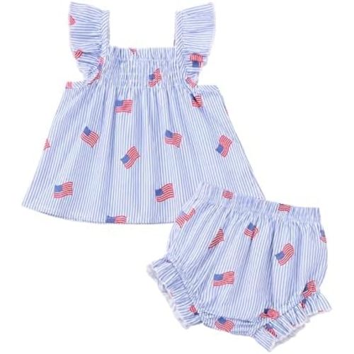 Jecson Newborn Baby Girl Summer Clothes Infant Girl Outfits Sleeveless Ruffle Top and Bloomers Shorts Set 0 3 6 12 Month