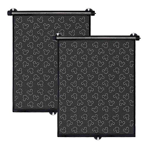 Disney Baby by J.L. Childress Roller Car Side Window Shades - Retractable Sun Shade Cover for Babies & Kids, UV Blocker for Sun Protection & Privacy, Pulls Up or Down - Mickey Mouse, 2 Pack