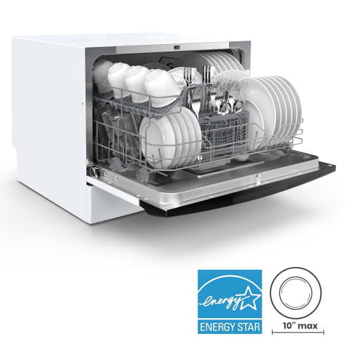 COMFEE' Energy Star Countertop Dishwasher, 6 Place Settings & 8 Programs, Speed/Baby-Care/Eco/Glass, White