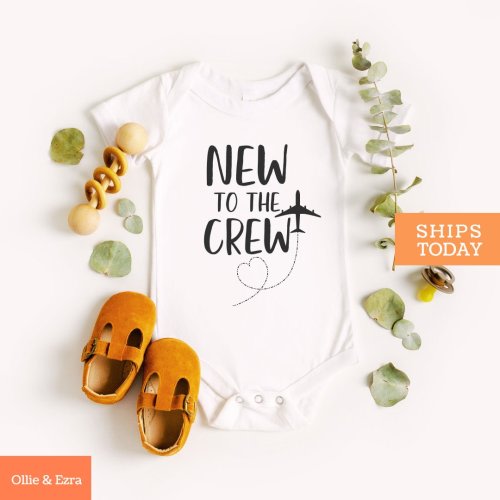 New To The Crew Baby Onesie® - Cute Co-pilot Bodysuit - Airplane Baby Onesie® - Birth Announcement Pilot