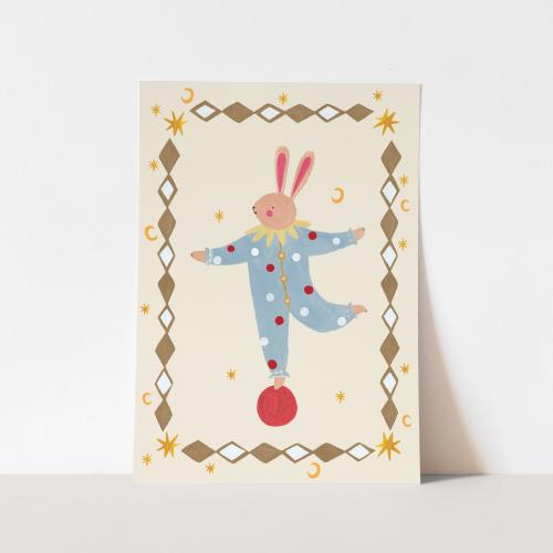 Balancing Bunny print, children's circus theme decor, nursery decor, perfect birthday gift or wall decor